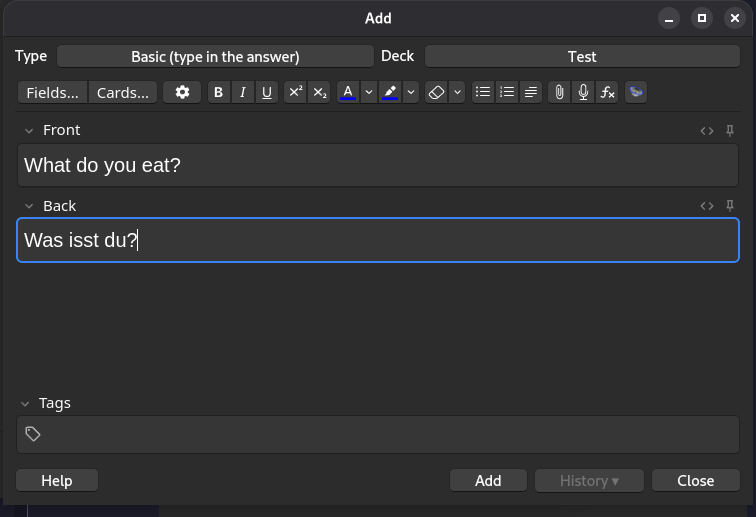 Sentence insertion